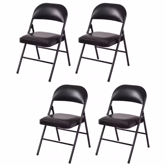 Comercio al por mayor de interior comercial silla plegable plegable/Silla de conferencia/ Silla de metal de cuero PU negro Precio para conferencias/banquetes/oficina/visitante/muebles de catering