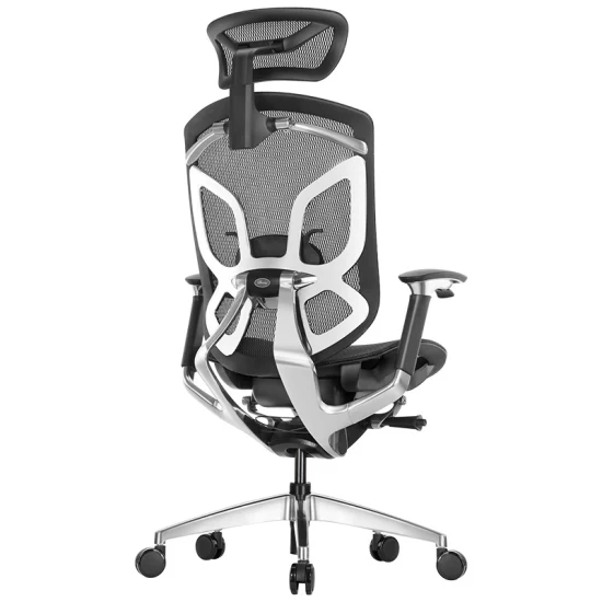 Silla ergonómica de oficina de malla con respaldo alto y reposacabezas ajustable en 3D de diseño único